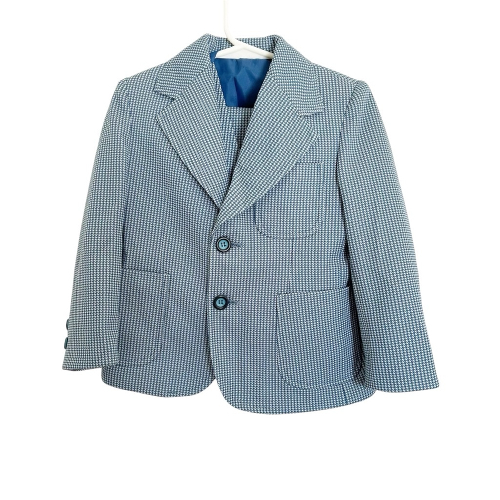 Vintage Sears Houndstooth Boys 3 Piece Suit Size Vest Jacket & Pants Retro Suit